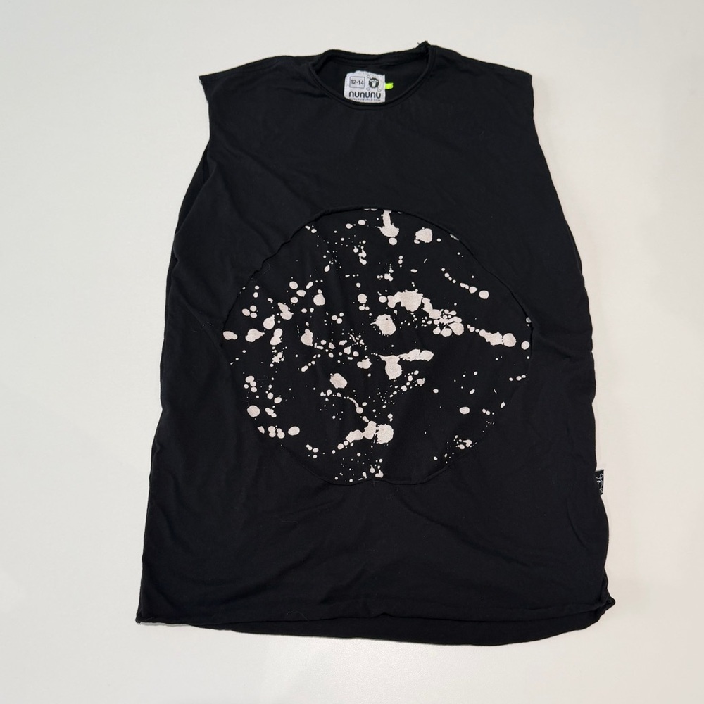 nununu Black Sleeveless Paint Splatter tee